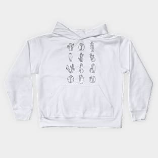 Cactus Stickers Lines Kids Hoodie